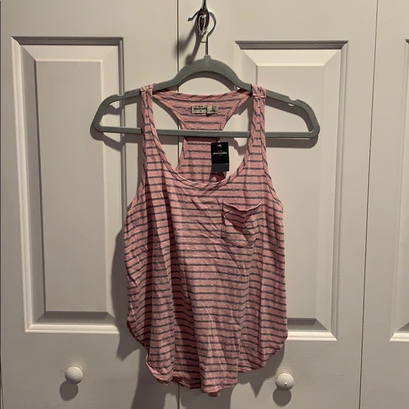 Pink and Gray Striped Abercrombie Tank Top - Picture 1 of 3